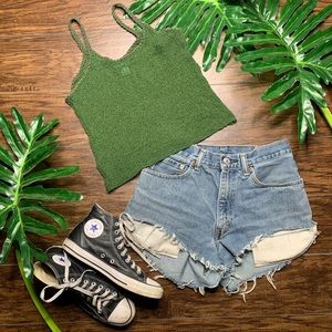 Purp7e Mesh Green Strappy Top